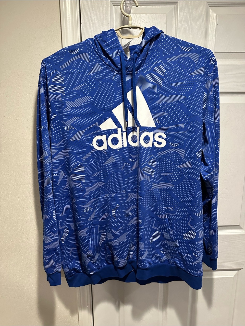 Adidas Men’s Hoodie Blue Graphic with White Logo 4XLT